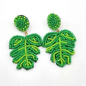 Cc California beaded earrings, green, pierced